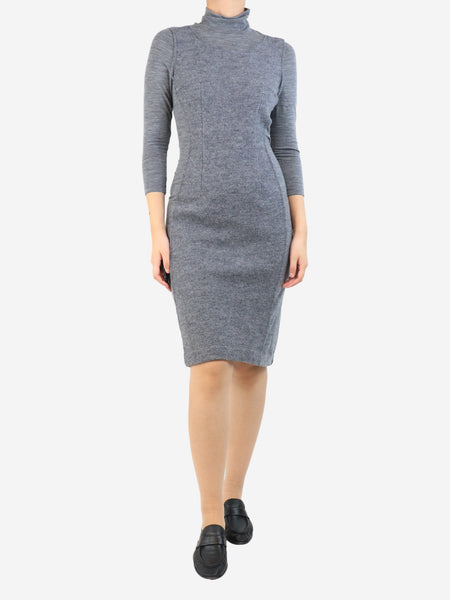Grey mock-neck midi dress - size UK 8 product image
