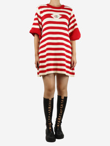 Gucci Red and cream striped knit mini dress - size S