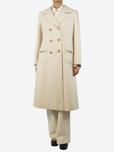 Gucci Cream double-breasted wool coat - size UK 12