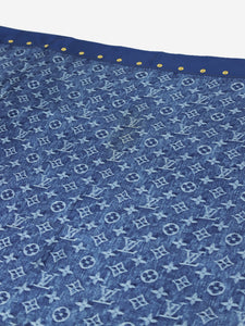 Louis Vuitton Blue monogram denim patterned silk scarf