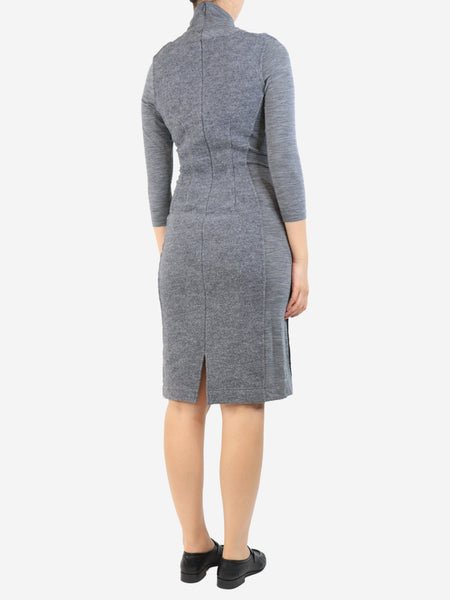 Grey mock-neck midi dress - size UK 8 alternate image