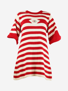 Gucci Red and cream striped knit mini dress - size S