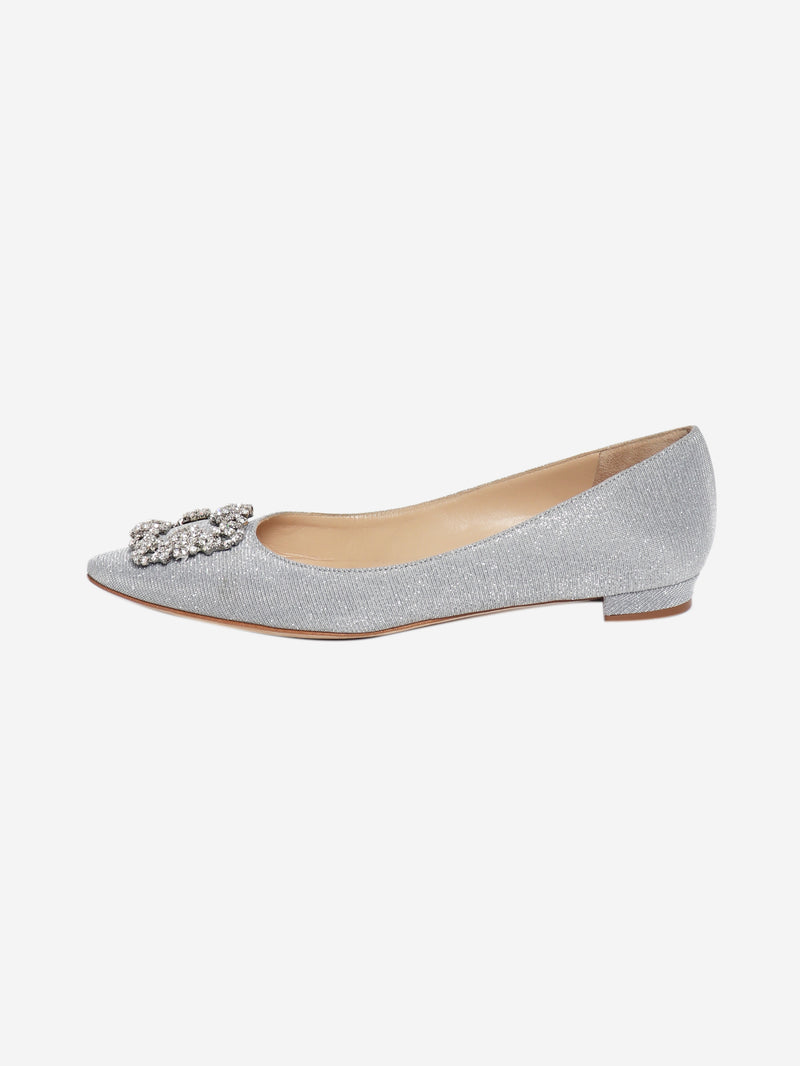 Silver Hangisflat glitter pumps - size EU 38.5