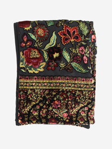 Etro Black floral velvet scarf