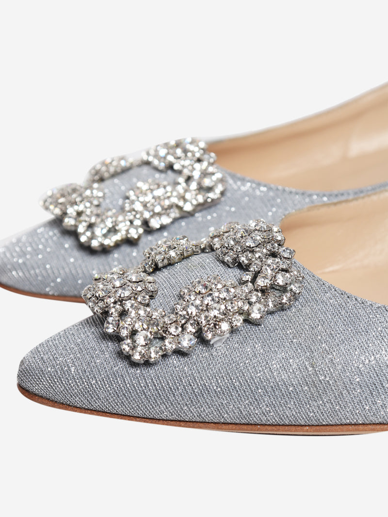Silver Hangisflat glitter pumps - size EU 38.5