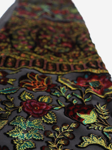 Etro Black floral velvet scarf