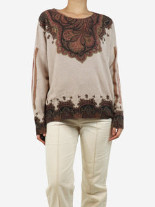 Etro Neutral wool-blend paisley jumper - size UK 10