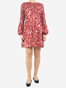 Maje Red pleated mini dress - size UK 8