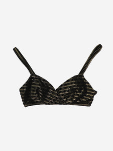 Lisa Marie Fernandez Black and gold metallic jacquard bikini set