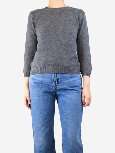 Dark grey cashmere elbow patch jumper - size UK 8 Knitwear Prada 