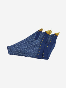 Louis Vuitton Blue monogram denim patterned silk scarf