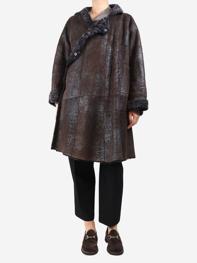 Brown shearling coat - size UK 10 Coats & Jackets Dosa 