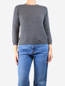 Prada Dark grey cashmere elbow patch jumper - size UK 8