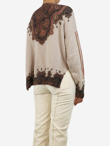 Etro Neutral wool-blend paisley jumper - size UK 10