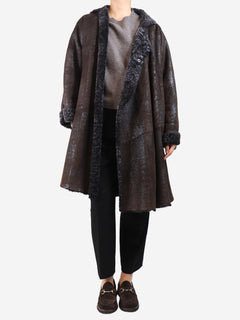 Brown shearling coat - size UK 10 Coats & Jackets Dosa 