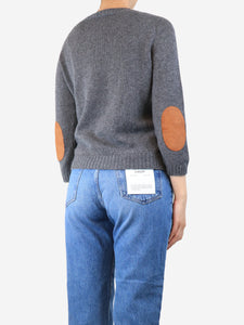 Prada Dark grey cashmere elbow patch jumper - size UK 8