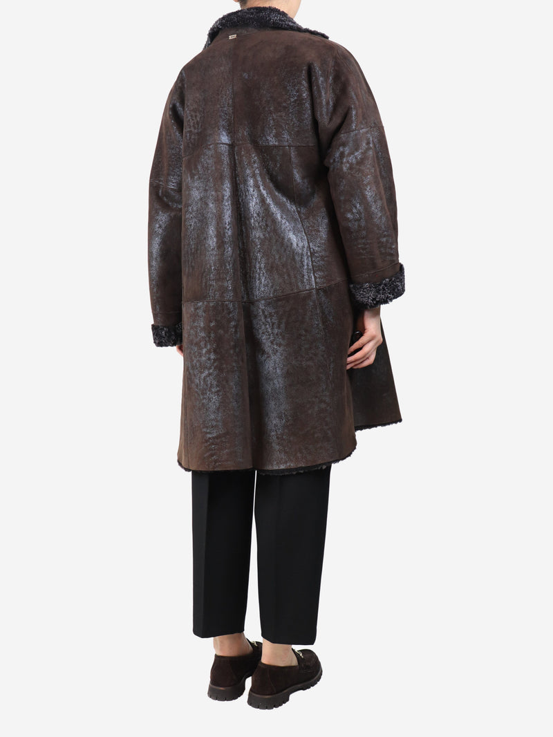 Brown shearling coat - size UK 10 Coats & Jackets Dosa 