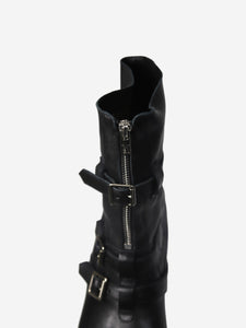 Celine Black pointed toe motorcycle style boots - size EU 38
