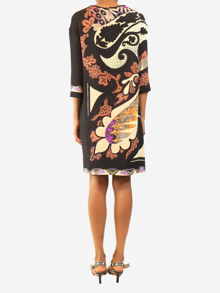 Black floral-paisley midi dress - size UK 6 alternate image