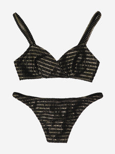 Lisa Marie Fernandez Black and gold metallic jacquard bikini set