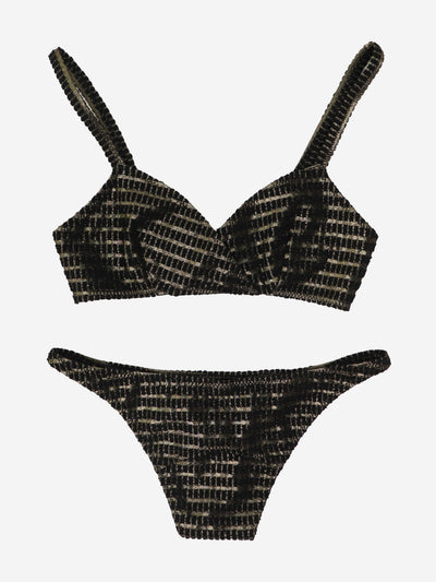 Black and gold metallic jacquard bikini set Beachwear Lisa Marie Fernandez 