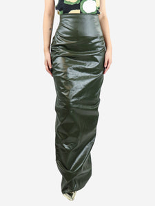 Rick Owens Green vinyl coated maxi skirt - size UK 14