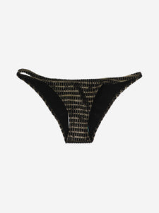 Lisa Marie Fernandez Black and gold metallic jacquard bikini set