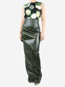 Rick Owens Green vinyl coated maxi skirt - size UK 14