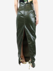 Rick Owens Green vinyl coated maxi skirt - size UK 14