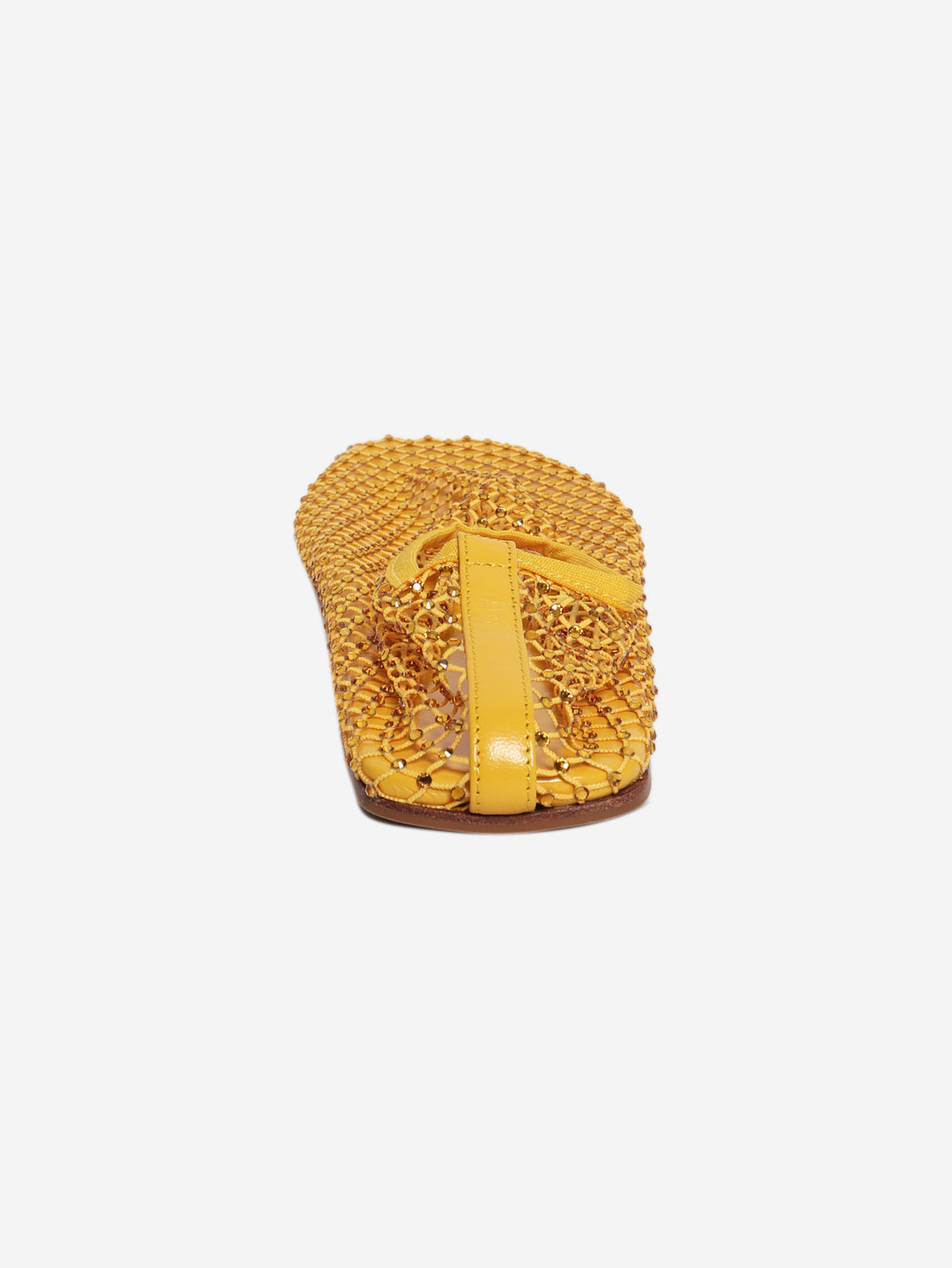 Yellow Minette crystal-embellished mesh flats - size EU 37