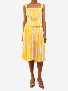 Yellow striped top and midi skirt set - size XS Sets Thierry Colson 