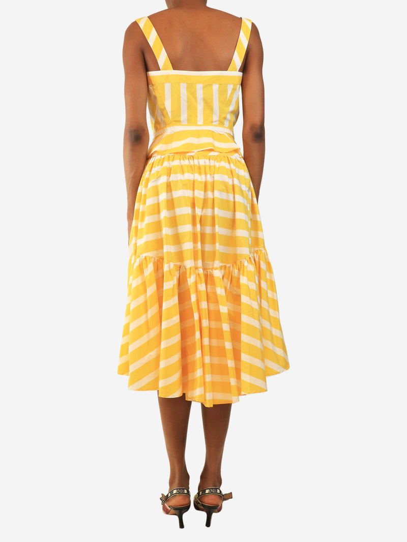 Yellow striped top and midi skirt set - size XS