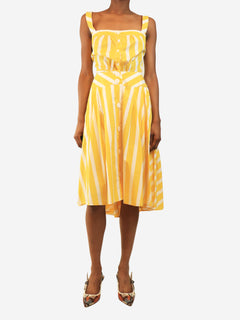 Yellow striped top and midi skirt set - size XS
