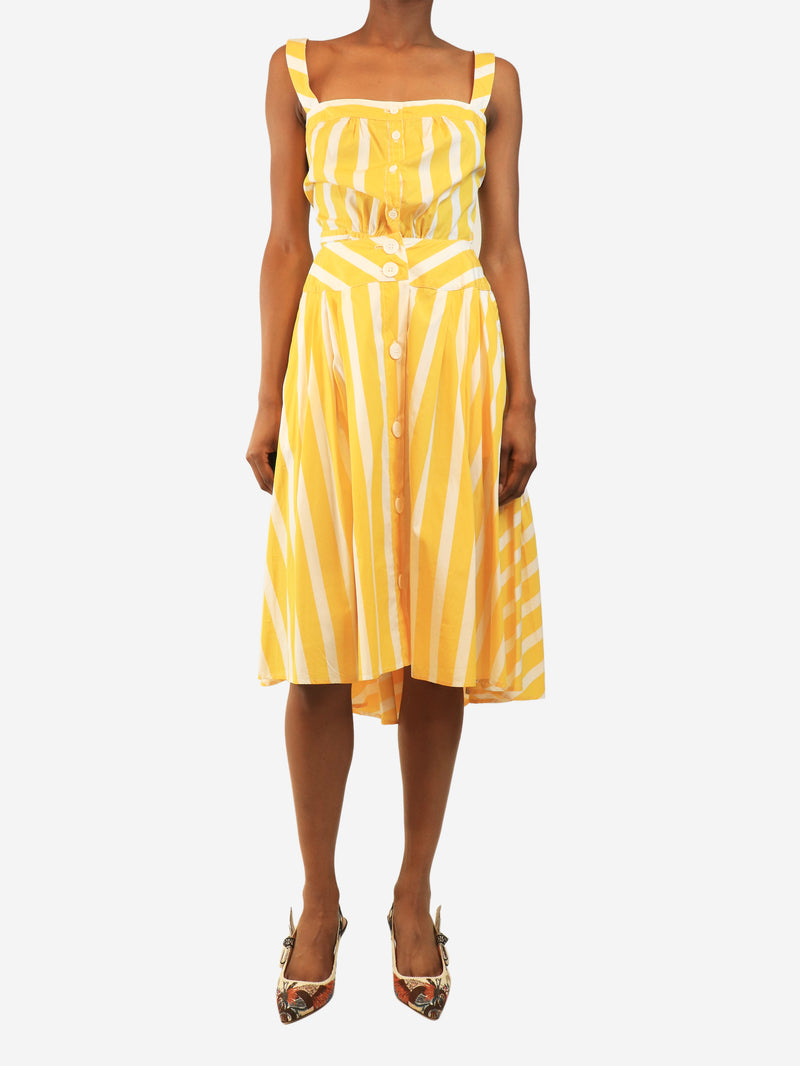 Yellow striped top and midi skirt set - size XS