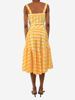 Yellow striped top and midi skirt set - size XS