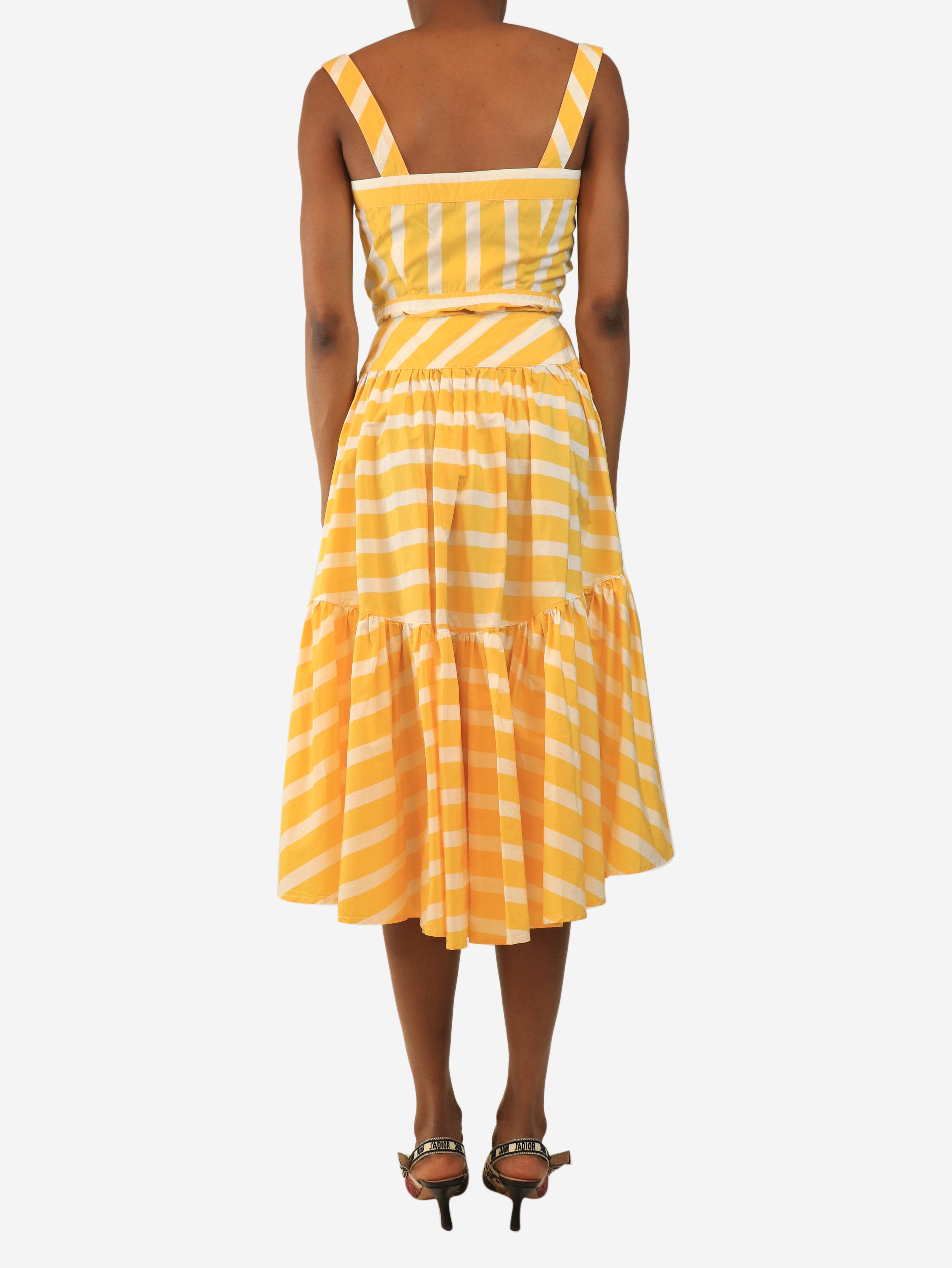 Yellow striped top and midi skirt set - size XS