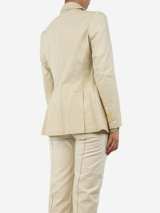 Barena Cream double-breasted seersucker blazer - size UK 10