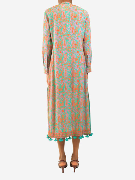 Green and orange paisley midi dress - size XS alternate image