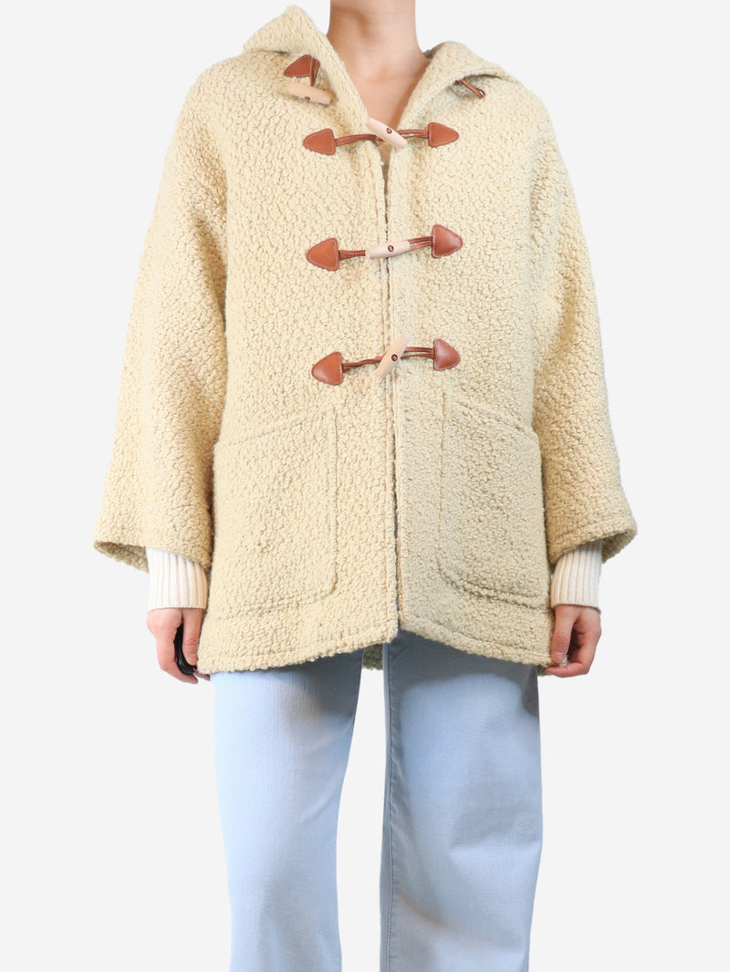 Banana wool hooded dufffle coat