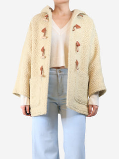 Banana cream wool hooded dufffle coat - size UK 6 Coats & Jackets Celine 