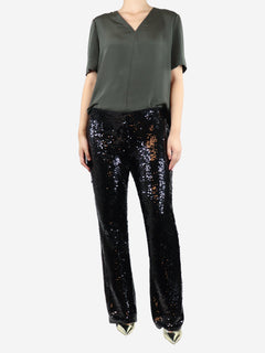 Black sequin trousers - size UK 14 Trousers Blumarine 