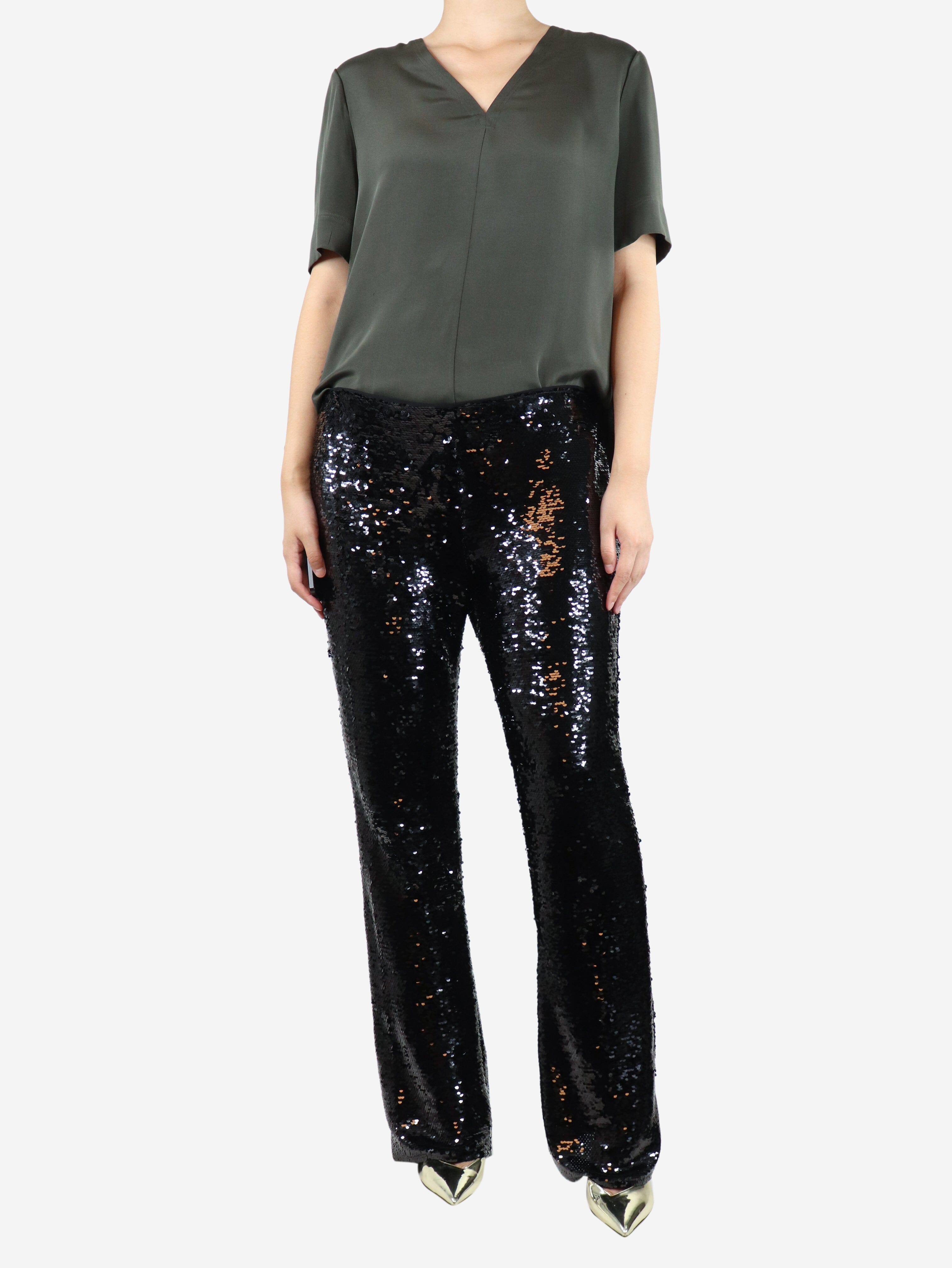 Black sequin trousers - size UK 14 Trousers Blumarine 