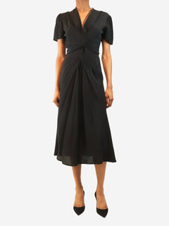 Black draped marocain midi dress - size UK 6 Dresses Prada 