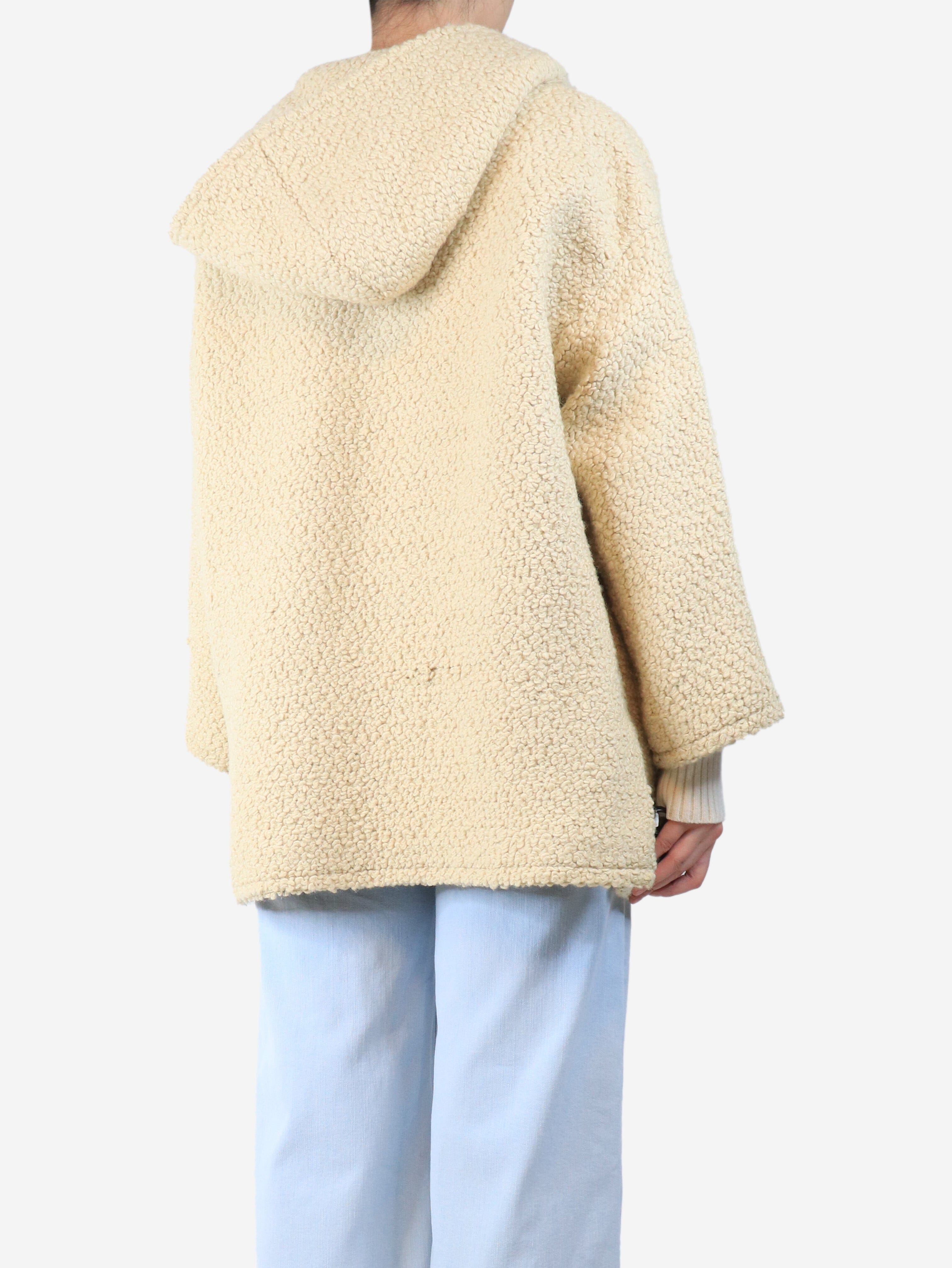 Banana cream wool hooded dufffle coat - size UK 6 Coats & Jackets Celine 