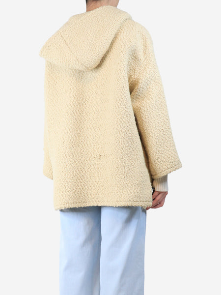 Banana cream wool hooded dufffle coat - size UK 6 alternate image