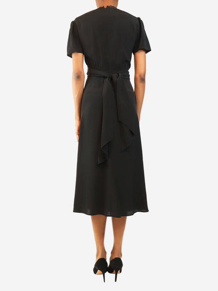 Black draped marocain midi dress - size UK 6 alternate image