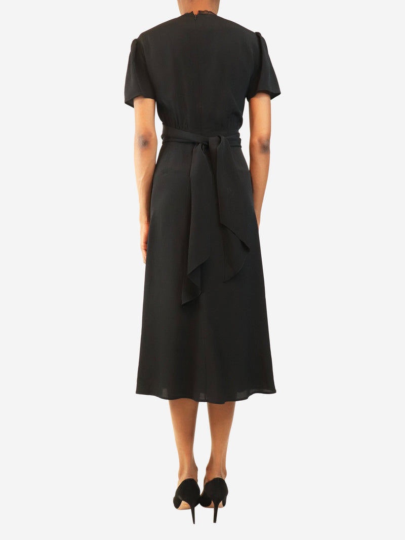 Black draped marocain midi dress - size UK 6 Dresses Prada 