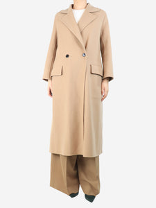 Jil Sander Brown double-breasted wool coat - size UK 10