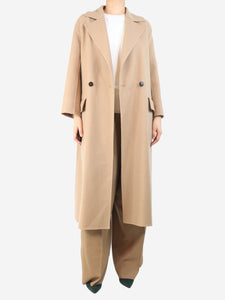 Jil Sander Brown double-breasted wool coat - size UK 10