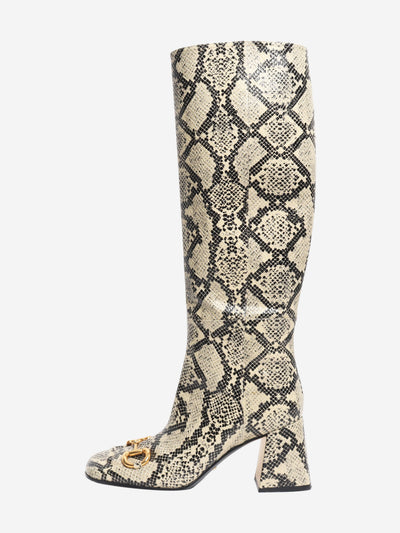 Brown snake print horsebit boots - size EU 39 (UK 6) Boots Gucci 